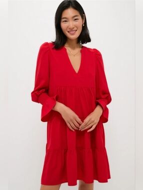 Tuckernuck Pomander Place Red Crepe Kenzo Dress $98 Size Medium